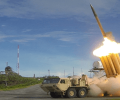 Truck launching missile