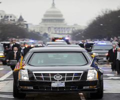 presidential motorcade in front of US Capitol building