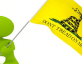 graphic of man holding dont tread on me flag