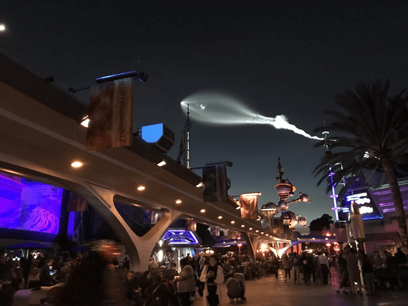Space X launch over Disney's Tomorrowland
