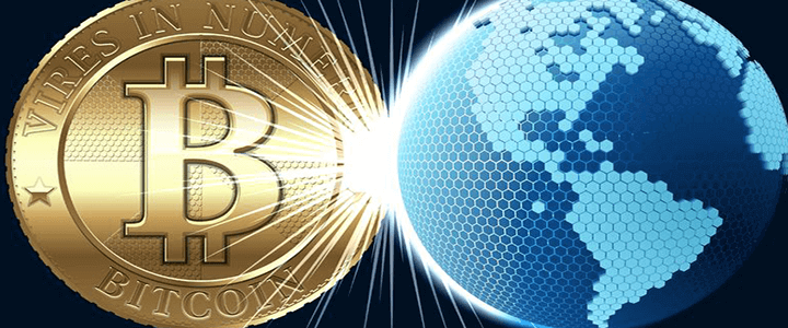 graphic of bitcoin and globe