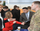 woman and man talking at army spouse career fair