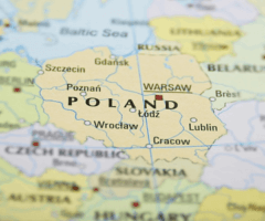 globe focused on Poland