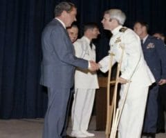 President Richard Nixon greeting Lt. Cmdr. John S. McCain III