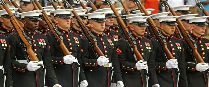 Marines in uniform with rifles in Washington DC