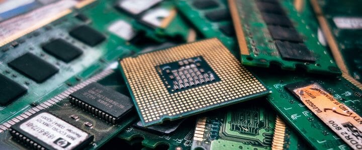 stock photo of computer chips in pile