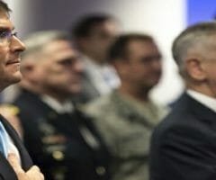 Secretary of Defense James N. Mattis formally swears in the Secretary of the Army Dr. Mark Esper at the Pentagon
