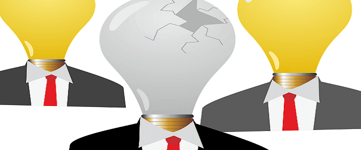 illustration of three lightbulbs wearing suits