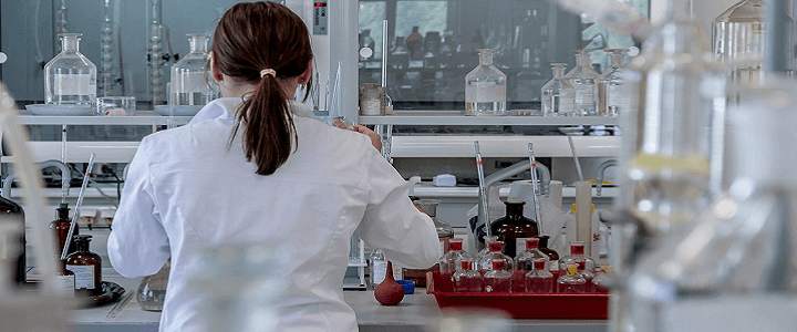 stock photo of woman working in lab