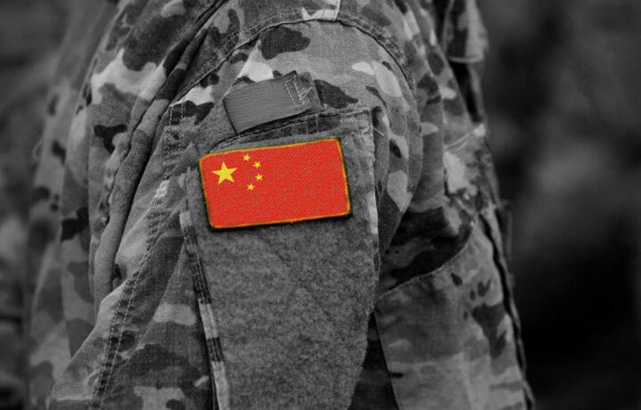 Military uniform with China flag patch
