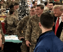 President Trump with military personnel
