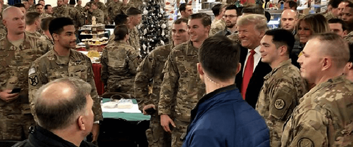 President Trump with military personnel