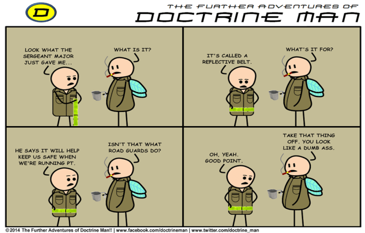Comic of Doctrine Man with reflective belt
