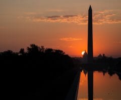 Washington Monument at sunset in Washington DC