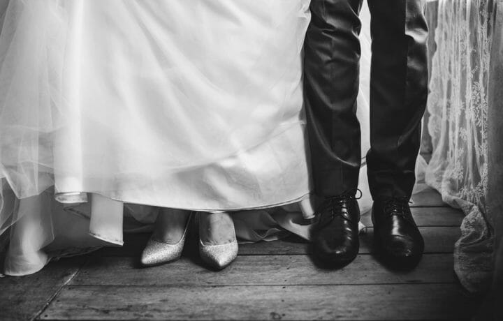 Bride and groom feet