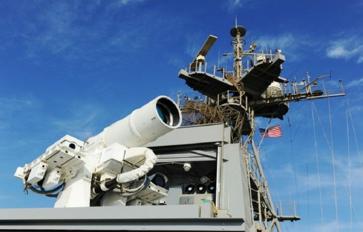 Laser weapon on Naval ship