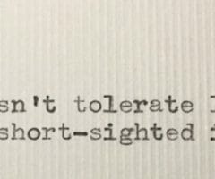 Typed sentence reading war doesn't tolerate laziness nor short-sighted ideas