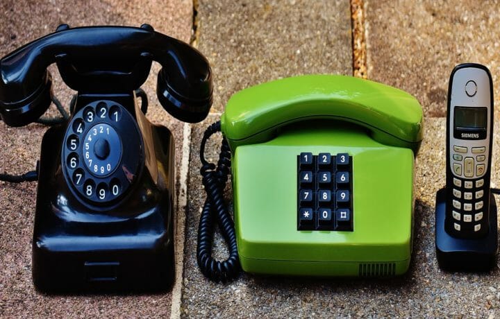 Photo of three types of telephones