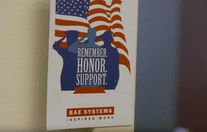 BAE Systems poster reading Remember Honor Support