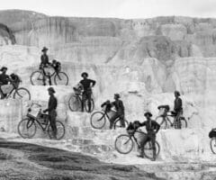 25th Infantry U.S. Army Bicycle Corps at Minerva Terrace Yellowstone Park 1896