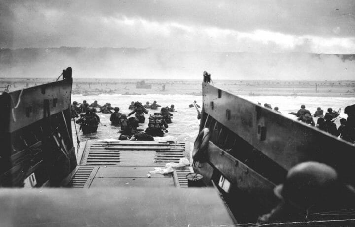 Historic photograph of American soldiers on D-Day