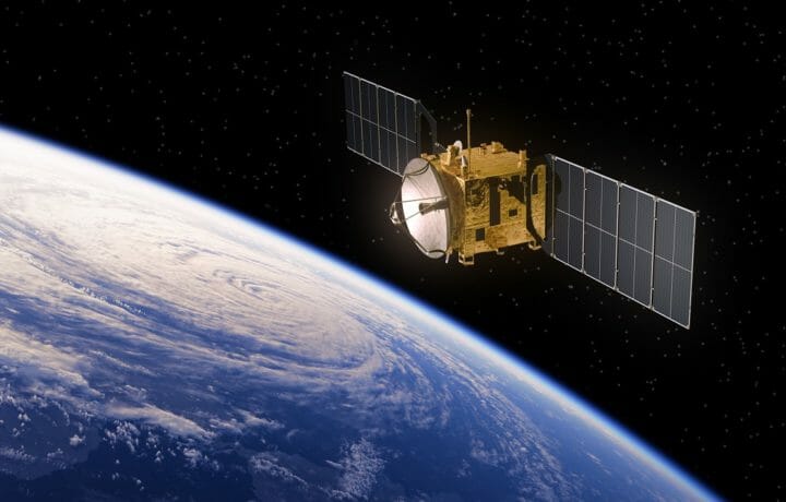 Communication Satellite Orbiting Earth.