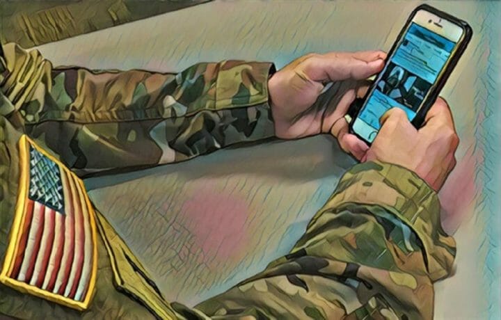 Person in U.S. military uniform on social media phone app