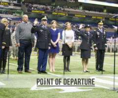 army rank second lieutenant given to three officers at a game