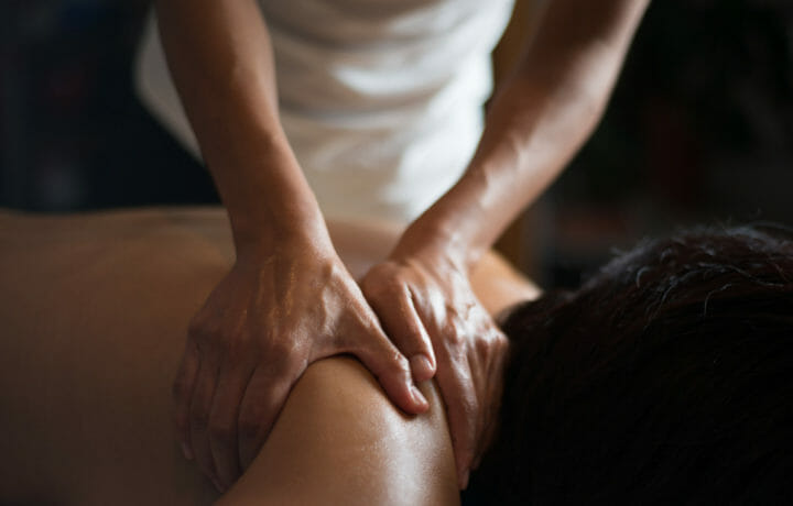 woman massaging man