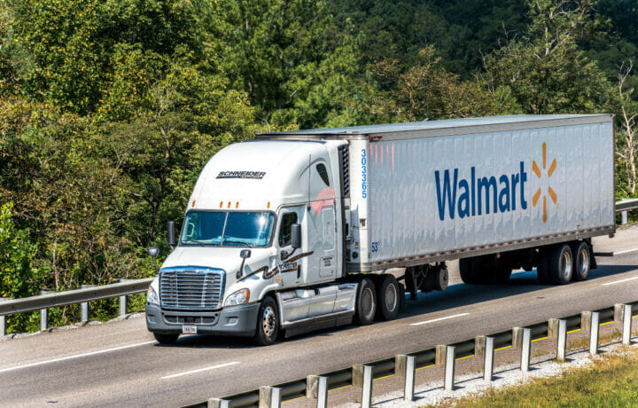Walmart Semi-Truck Traveling On The Interstate