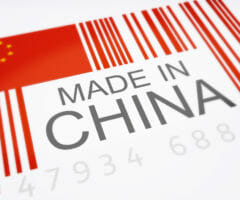 Product bar code symbolizing the massive amounts of imported goods from China isolated on a white background, 300 D.P.I