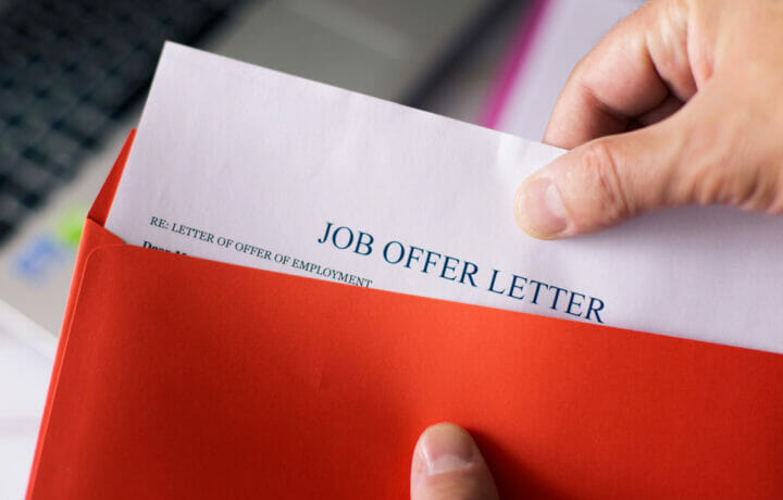 job offer letter in red envelope
