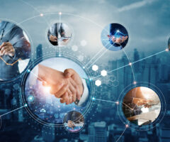 Technology and data connection, Teamwork, Business strategy concepts