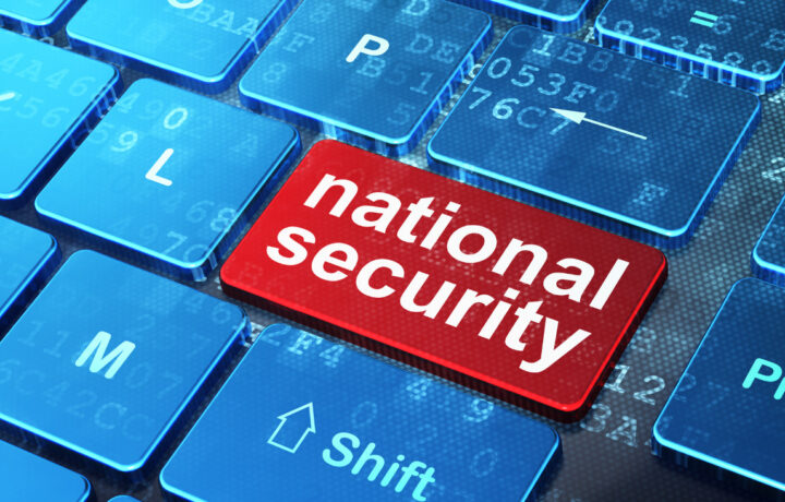 Safety concept: National Security on computer keyboard background