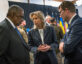 Secretary of Defense Lloyd J. Austin III, left, speaks with Dutch Defense Minister of Defense Kajsa Ollongren, center, at the 11th meeting of the Ukraine Defense Contact Group at Ramstein Air Base, Germany, April 21, 2023.