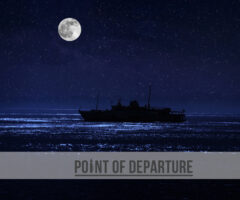 navy ship at night