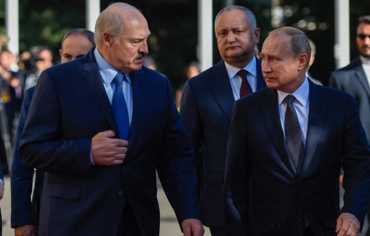 President Aleksander Lukashenko, Russian president Vladimir Putin at the session of the supreme Eurasian Economic council.