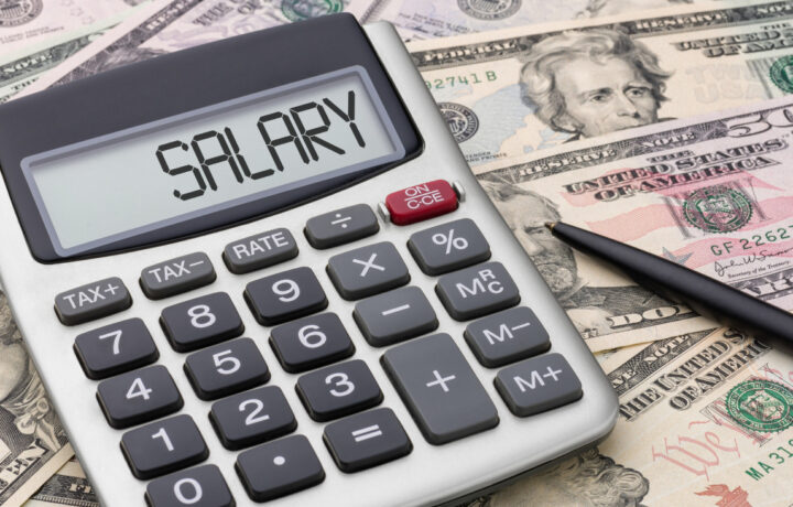 salary typed on calculator