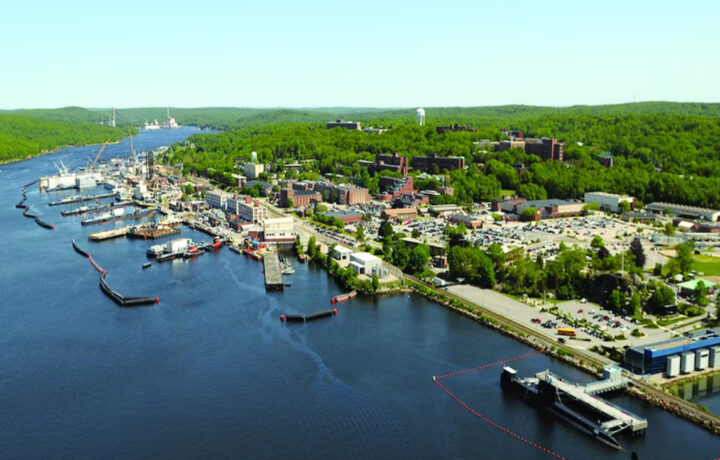 Aerial view of NAVAL SUBMARINE BASE NEW LONDON