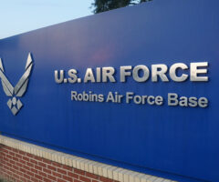 Close up of a sign that says: U.S. Air Force Robins Air Force Base