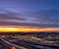 Sunset over Washington D.C. from Arlington Virginia rooftop