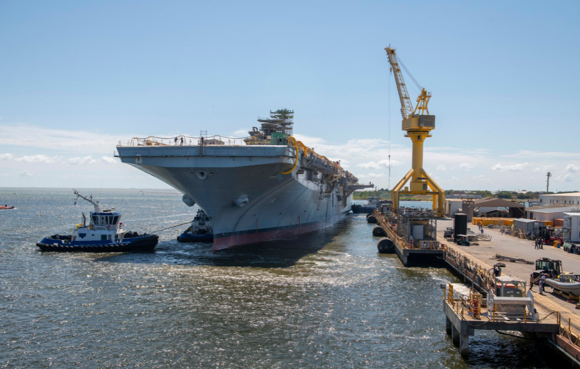 U.S. Navy's Newest Amphibious Assault Ship, USS Bougainville, Launches