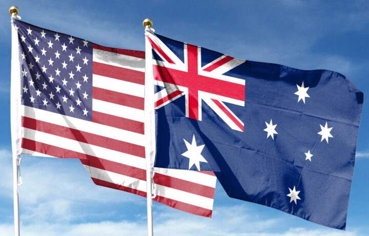 u.S.A and Australia flags for innovation alliance