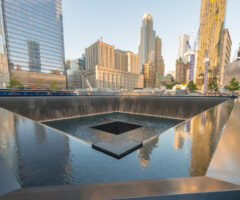 view of New York 9/11 memorial twin towers