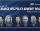Expanding the ClearanceJobs Policy Advisory Board with six members pictured: The Honorable William Evanina, The Honorable Ellen McCarthy, Jamie Jones Miller, Charles Phalen, Bob Sharp, and David Cattler. The text welcomes David Cattler. The ClearanceJobs logo is in the top right corner.